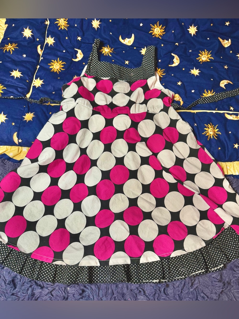 Girls Vintage 90’s Pink Black Polka Dot Dress Size 8